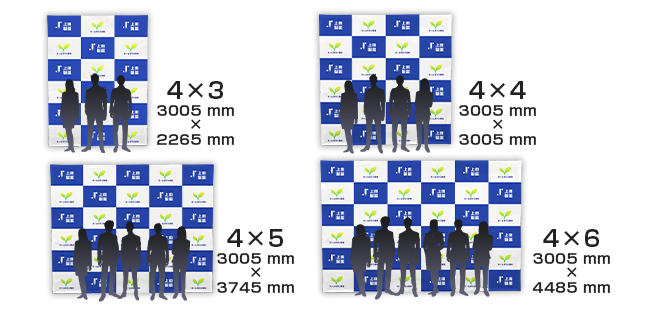 楽々バックパネル4×3(3005mm×2265 mm)/4×4(3005 mm×3005 mm)/4×5(3005 mm×3745 mm)/4×6(3005 mm×4485 mm)