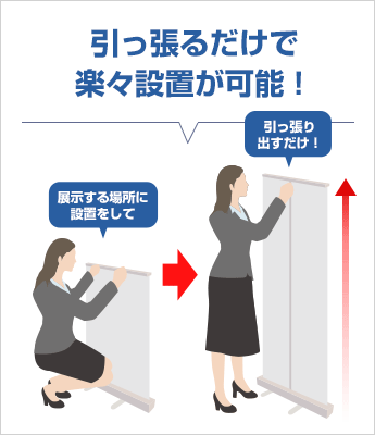 引っ張るだけで楽々設置が可能！