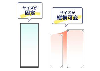 サイズが固定のバナースタンド・サイズが縦横可変のバナースタンド