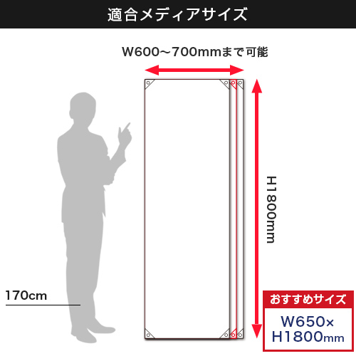 バナーXスタンド ブラック (600～700mm幅) 適合メディアサイズ