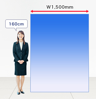 横幅1,500mmロールアップバナーサイズイメージ