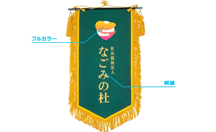 ワンポイント刺繍会旗・長流旗イメージ